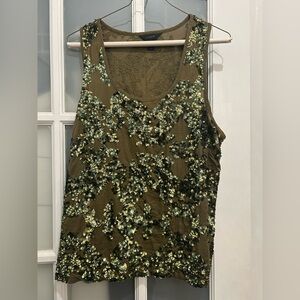 J. Crew Olive Green Sequin Tank Too Size 12